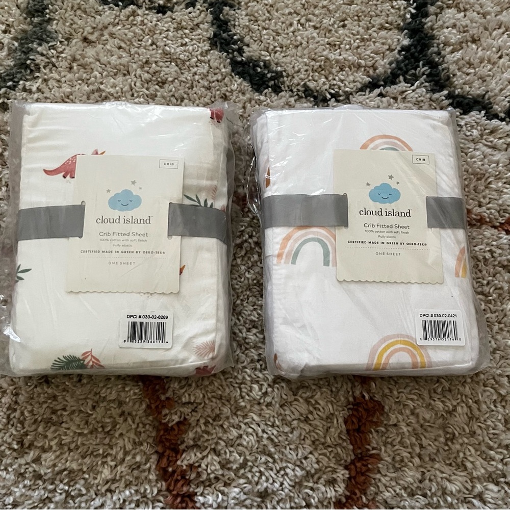 Cloud Island Crib Sheets - set of two - brand new